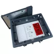 Caja para suelo  2 X Rj45 Keystone con 2 x Schuko blanco y 2 x Schuko rojo