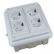 Caja para pared empotrar con 4 x Schuko blancos