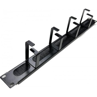 Panel pasacables 4 bridas con cepillo rack 1U