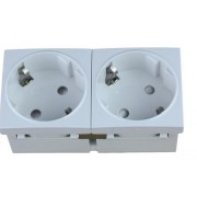 Base schuko doble 45 x 45 blanco